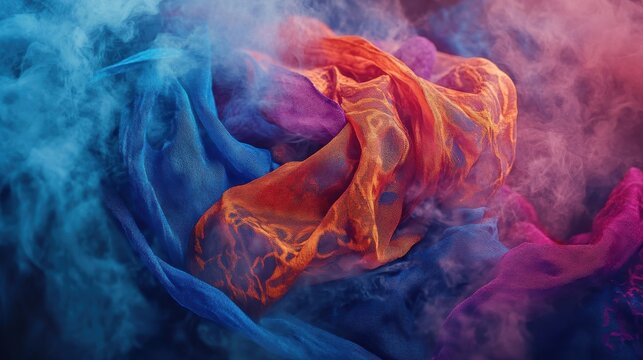 Colorful Fabric Draped in Smoky Haze