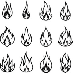 fire flame set vector illustration