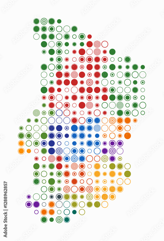 Poster chad, shape of the country build of colored cells. digital style map of the chad on white background