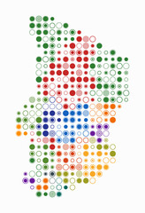 Chad, shape of the country built of colored cells. Digital style map of Chad on a white background. Large size circle blocks. Simple vector illustration.