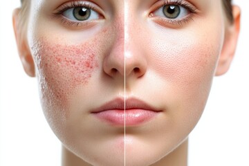 Smoothing acne scars before and after treatment showing improved facial skin texture
