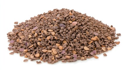 Close Up of a Pile of Natural Brown Seeds on a White Background