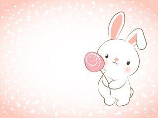Fototapeta premium cute rabbit and colorful eggs on an Easter card, showcasing an endearing illustration.