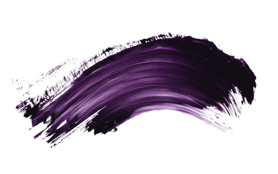 Dark purple ink brush stroke on transparent or white background,png