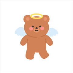 Angel Bear Standing with Open Arms and a Cheerful Smile