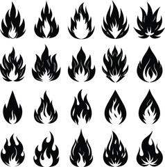 fire flame set vector illustration