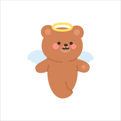 Obraz premium Angel Bear Walking Forward with a Happy Face