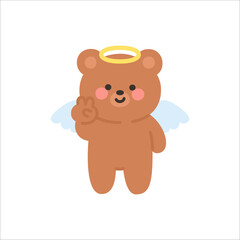Angel Bear Holding Up a Victory Sign