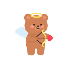 Angel Bear Holding a Cupid Bow and Arrow