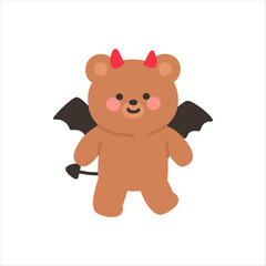 Devil Bear Standing with Open Arms and a Cheerful Smile