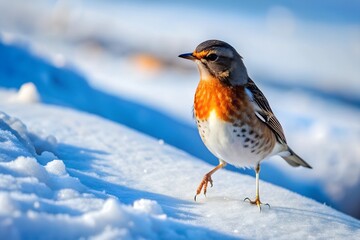 Redwing in the Snow