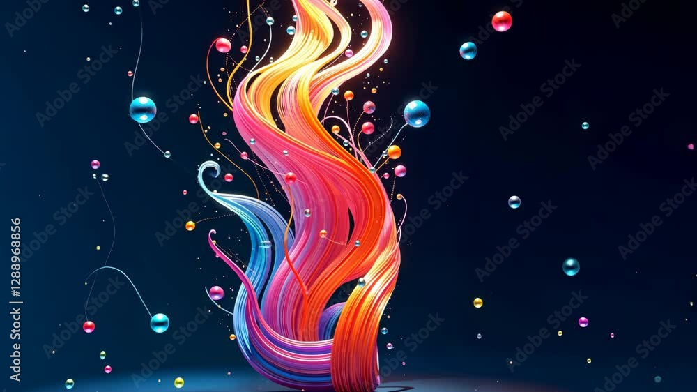 Aufkleber a colorful fire with many different colors. the fire is surrounded by many different colored balls. 