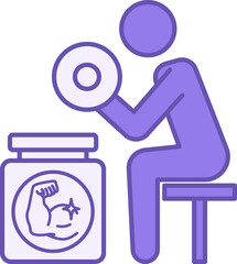 Colored Biceps Curl Icon. Vector Illustration. The Athlete Holds a Dumbbell and Protein Jar. Strength Training. Gym and Sports Concept