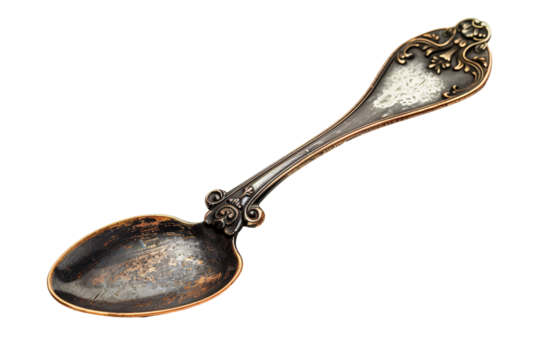Isolated Antique Tarnished Spoon