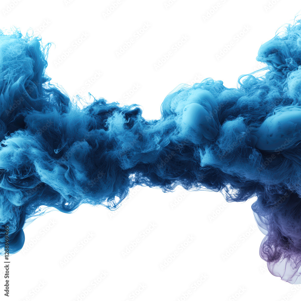 Aufkleber blue and pink smoke cloud swirling against a dark black background creating an abstract visual effec