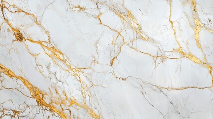Naklejka premium White marble with golden veins, glossy finish, for interior use. 