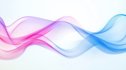 Flowing pink and blue abstract waves on a white background, futuristic digital motion concept