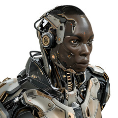 Fototapeta premium A humanoid android with synthetic skin and robotic joints, looking lifelike yet artificial, isolated on a white background