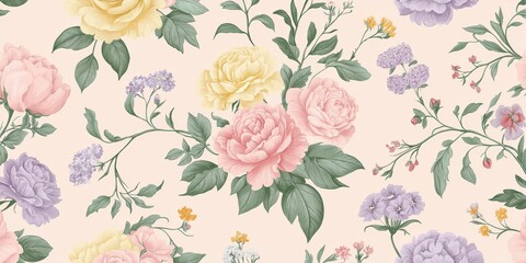 Romantic Pastel Spring Background. Floral pattern design on soft background
