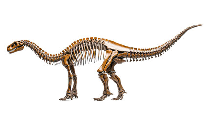 Fototapeta premium Detailed Dinosaur Skeleton Fossil Exhibit on Display in Natural History Museum The Prehistoric Reptile Skeleton is a Impressive Paleontological Discovery