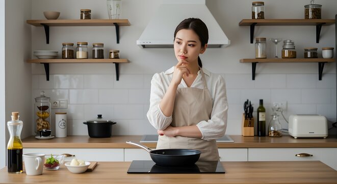 Confident Chef in Modern Kitchen with Ingredients and Cooking Tools