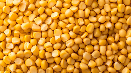 A close-up of golden corn kernels, piled high in a vibrant yellow mass. A harvest of fresh, nutritious goodness, perfect for a summer meal or snack.