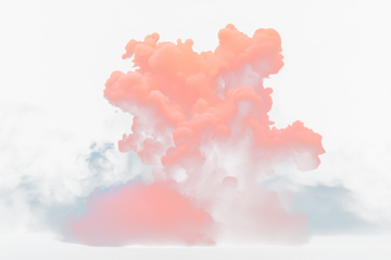 Abstract orange and blue smoke cloud explosion on Transparent  background.