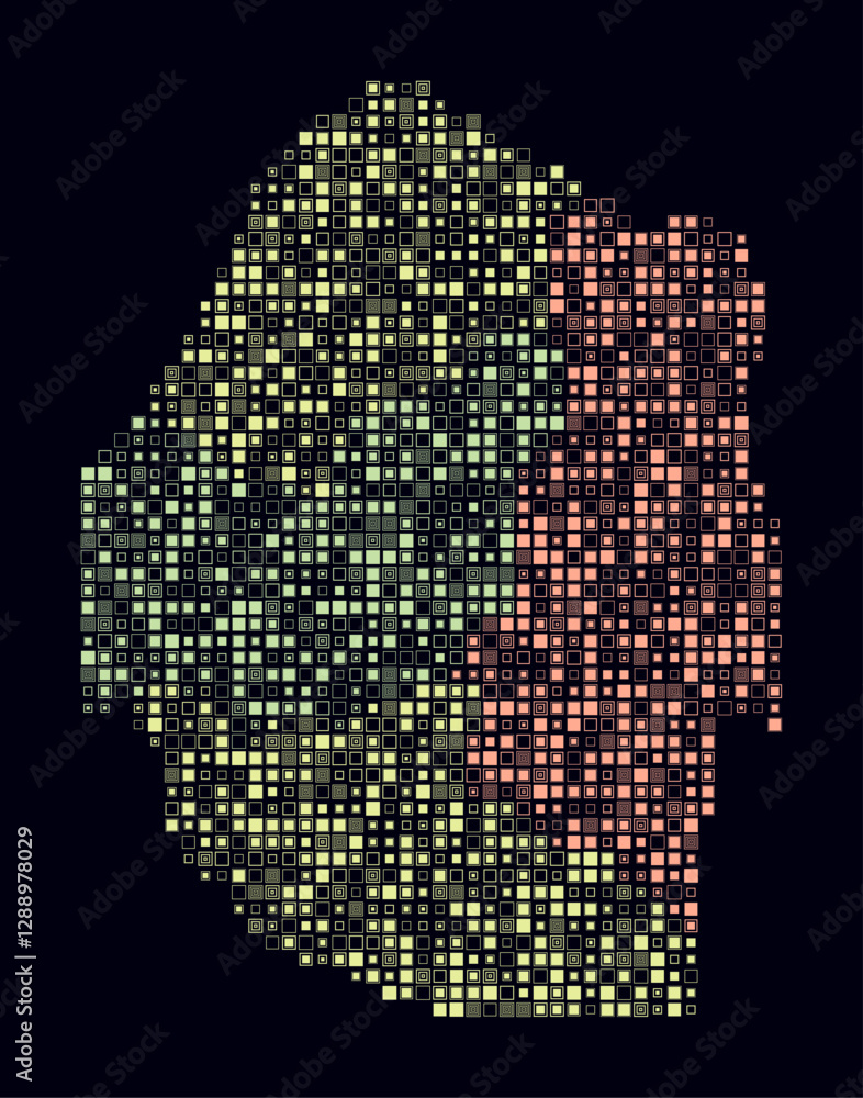 Poster eswatini, shape of the country build of colored cells. digital style map of the eswatini on dark bac