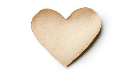 Obraz premium Beige paper heart on a white background 
