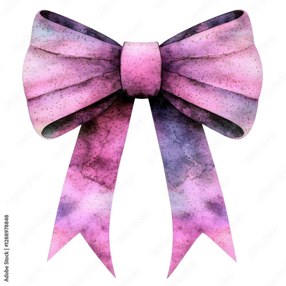 Poster pink and purple bow on black background with unique color code for design purposes isolated on trans