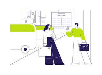 Bus stop information display abstract concept vector illustration.