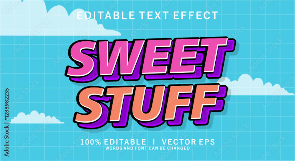 Aufkleber sweet stuff vector text effect with modern style design