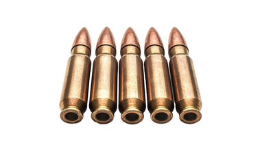 Bullet ammunition weapon on transparent or white background,png