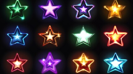 Obraz premium Set of different vector sparkling stars icons, 