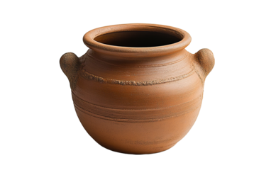 Brown clay pot on transparent or white background,png