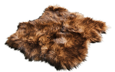 Brown faux fur rug on transparent or white background,png