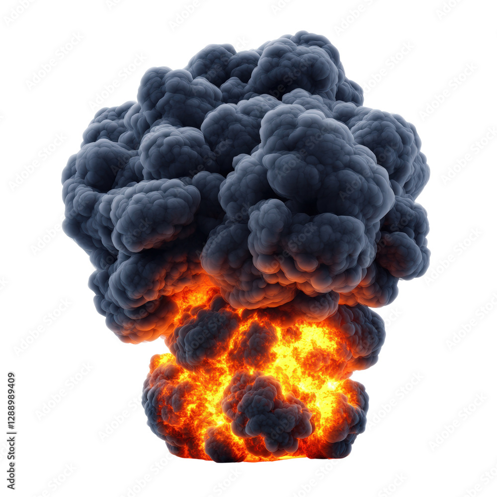 Poster large explosion of black smoke on a black background creating a dramatic visual effect and contrast 