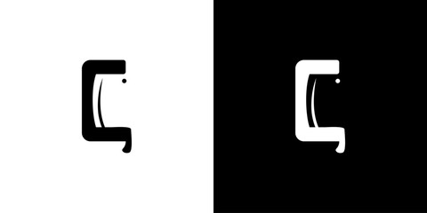 logo design letter C with negative space a knife