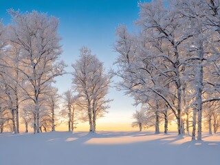 Fototapeta premium A flat winter landscape illustration covered in thick untouched snow