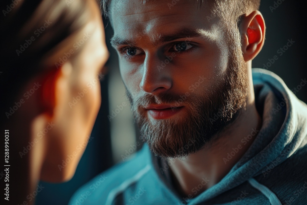 Poster Portrait of a man with a long beard and a thoughtful expression