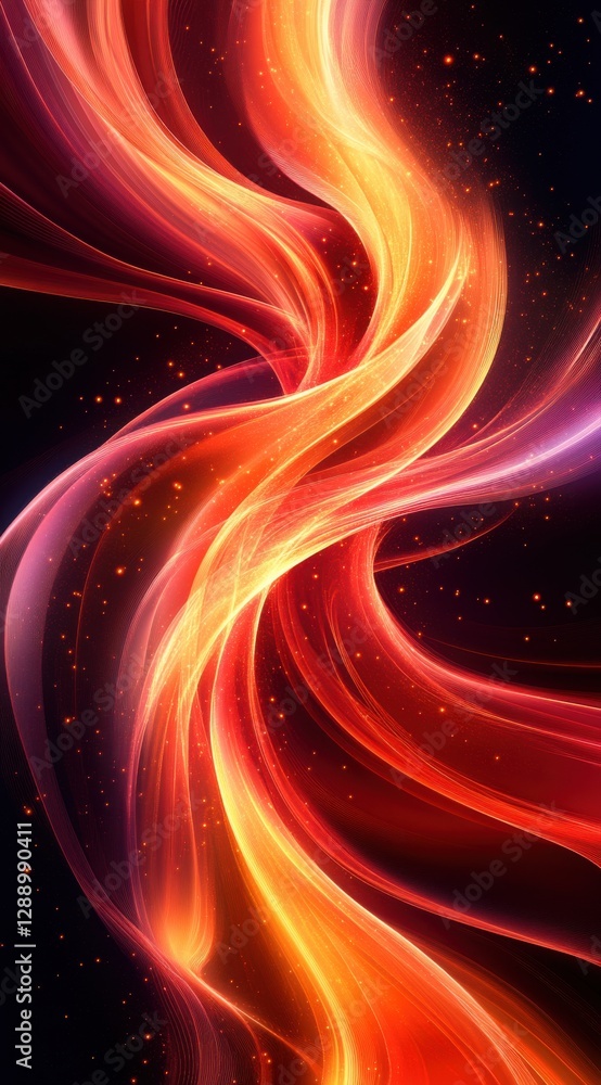 Poster vibrant swirling patterns of orange and red light create a mesmerizing visual effect against a dark 
