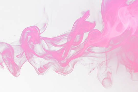 Abstract pink smoke swirls on Transparent  background.