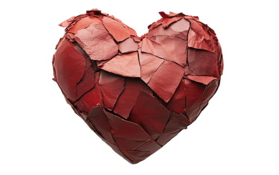 Broken heart on transparent or white background,png