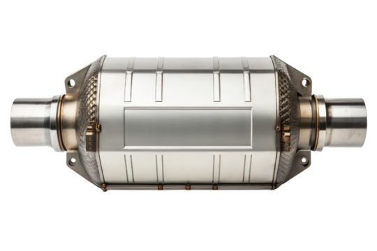 Automotive catalytic converter isolated with transparent background