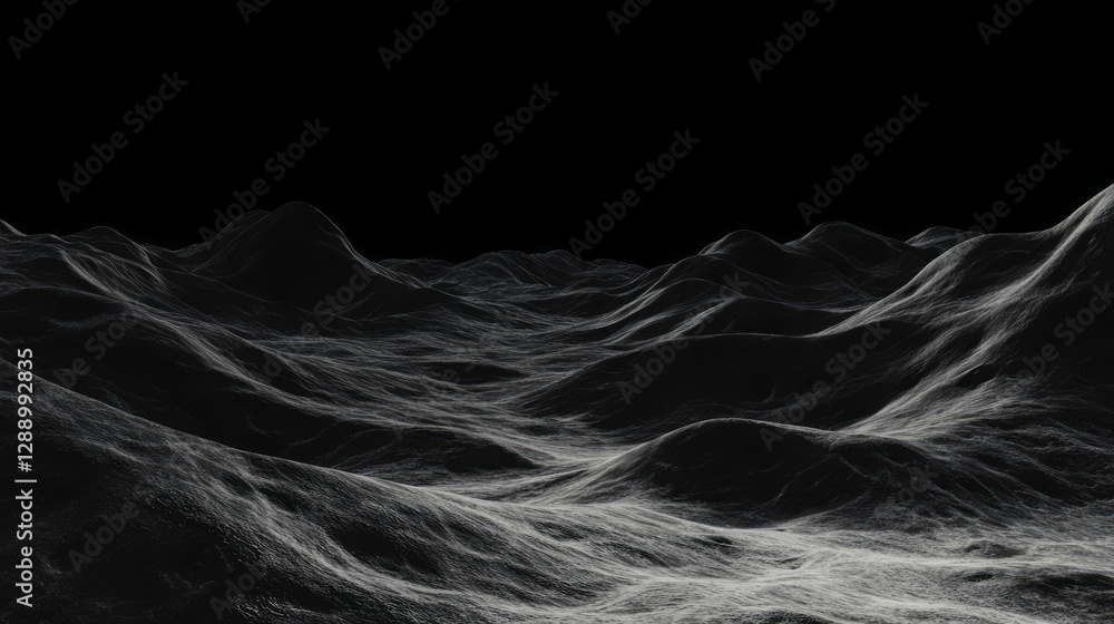 Poster mysterious alien landscape with abstract formations for sci-fi design