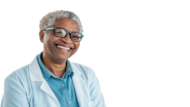 Confident Senior Female Doctor Smiling in a Modern Medical Clinic