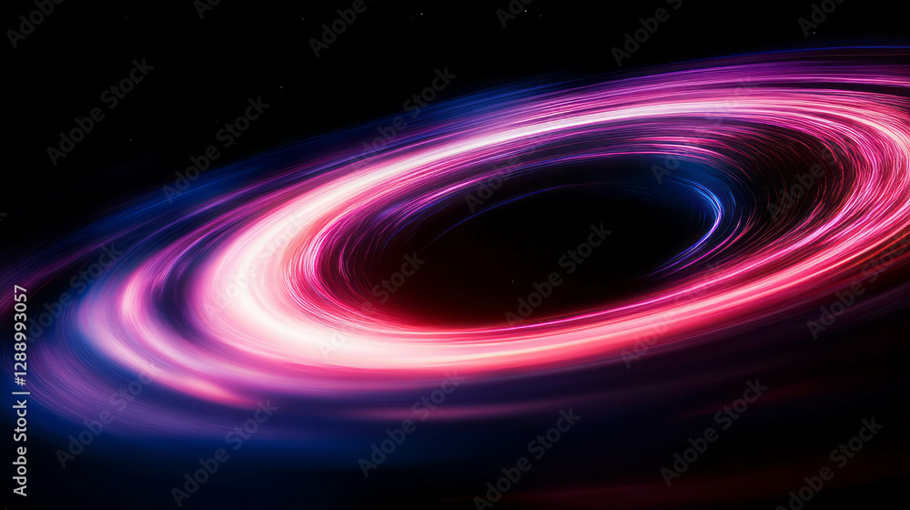 Poster mysterious black hole and distorted spacetime in vibrant galactic scene
