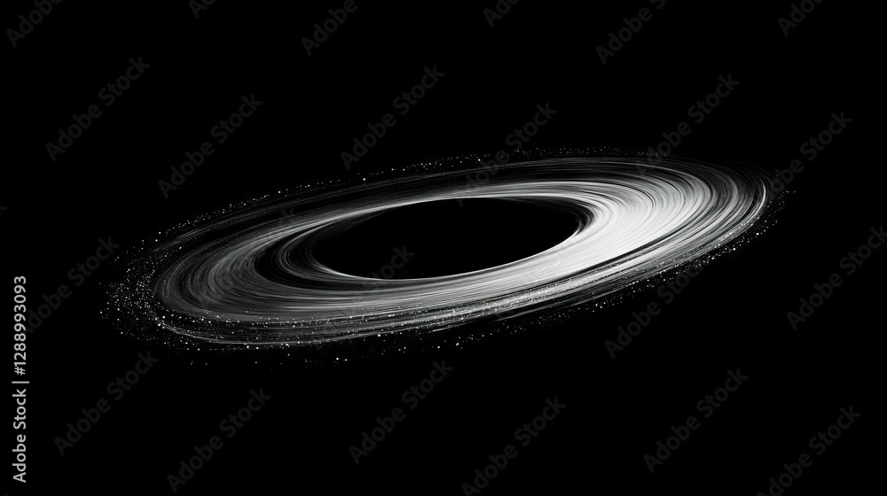 Poster enigmatic black hole and distorted spacetime background for cosmic designs