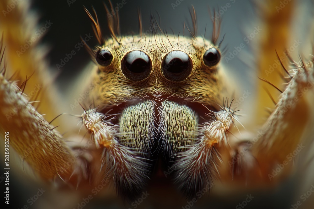 Poster A close-up view of a spider's face with intricate details