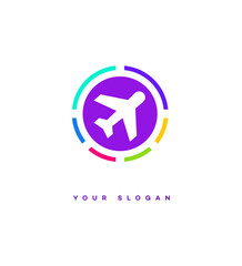 Colorful Airplane Logo Design, Travel Agency Branding, Flight Icon